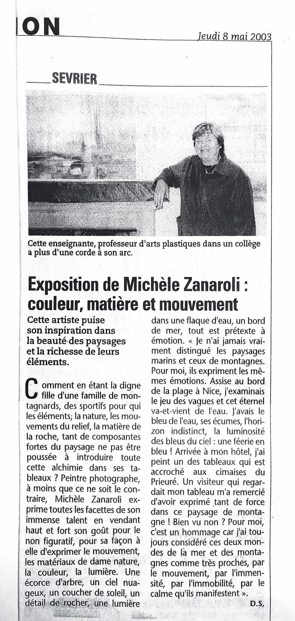Article presse Michèle Zanaroli