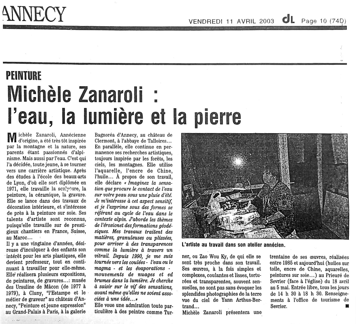 Article presse Michèle Zanaroli